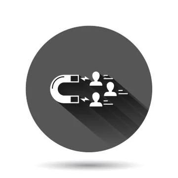 Lead conversion icon in flat style. Attract vector illustration on black roun Stock Illustration