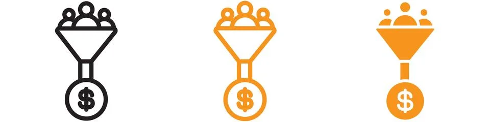 Lead Conversion Icon Set Sales and Marketing Illustrations for Business and.. Stock Illustration