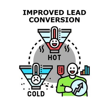 Lead conversion improving sales strategy funnel concept Stock Illustration