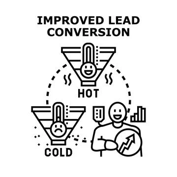 Lead conversion improving sales strategy funnel concept Stock Illustration