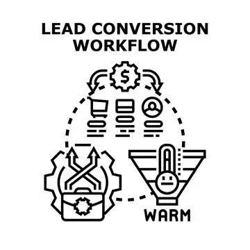 Lead conversion workflow sales marketing funnel process Stock Illustration