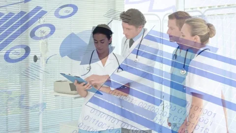 Lead Dr starting chart review, pulling team, consulting for care while data Stock Footage 332614195