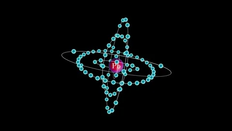 Lead with electrons revolving around the atom Stock Footage 271183000