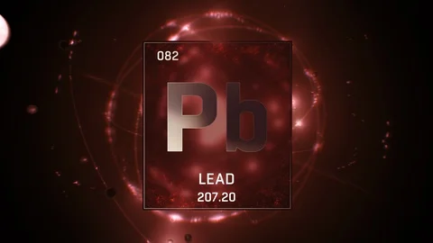 Lead as Element 82 of the Periodic Table 3D illustration on red background 스톡 동영상 119603358