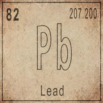 Lead Element Card from Periodic Table on Vintage Old Paper Stock Illustration