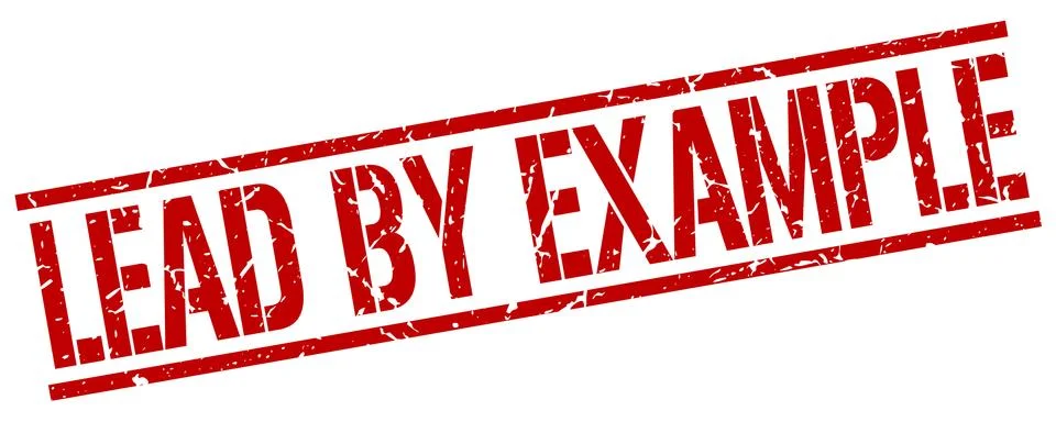 Lead by example red grunge square vintage rubber stamp Ilustración de archivo