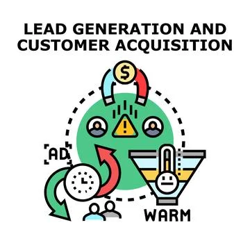Lead generation and customer acquisition process funnel Stock Illustration
