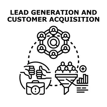 Lead generation and customer acquisition strategy development process Stock Illustration