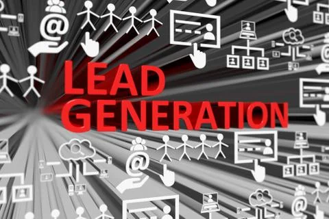 LEAD GENERATION concept blurred background 3d render illustration Stock Illustration