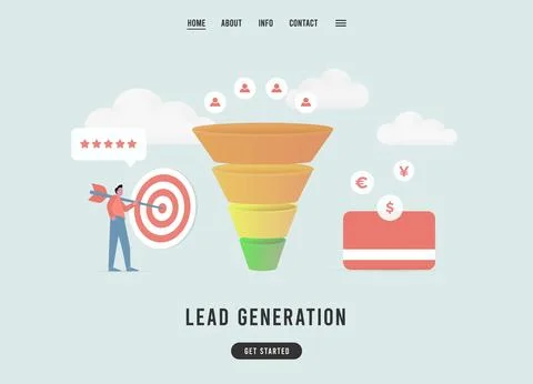 Lead generation concept. Increase website traffic conversion with inbound Stock Illustration