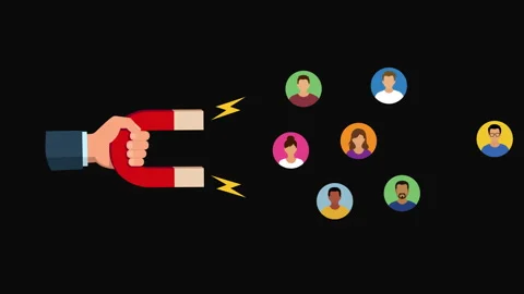 Lead Generation Concept with Magnet Attracting Customers Flat Illustration 库存影片 341360590