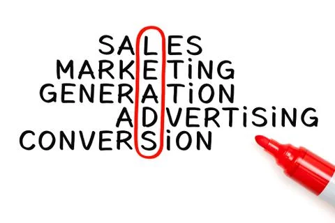 Lead Generation Crossword Concept Red Marker Stockfoto's