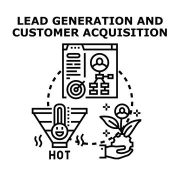 Lead generation customer acquisition process strategy developing Stock Illustration