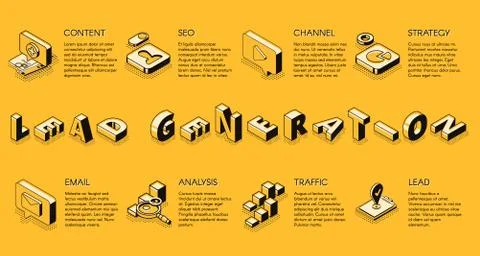 Lead generation isometric web banner Иллюстрация