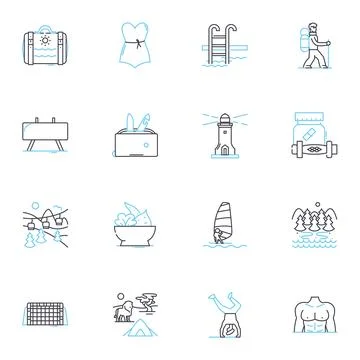 Lead generation linear icons set. Prospecting , Conversion , Pipeline Stock Illustration