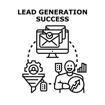 Lead generation process bringing business growth and success Stock Illustration