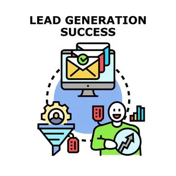 Lead generation process bringing business growth and success Иллюстрация