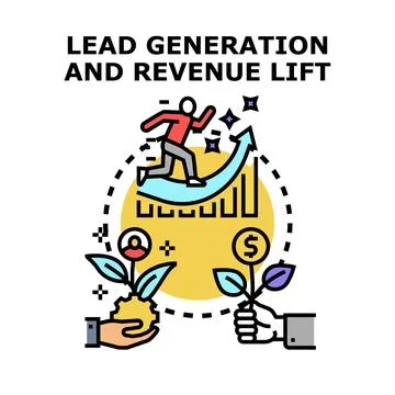 Lead generation process enhancing business revenue lift Stock Illustration