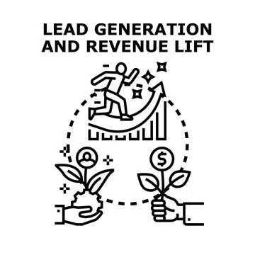 Lead generation process enhancing business revenue lift Stock Illustration