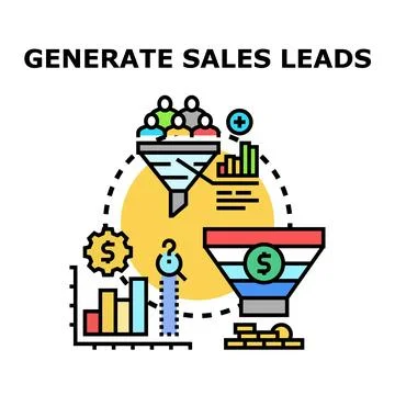 Lead generation process funnel business marketing concept Stock Illustration
