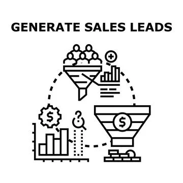Lead generation process funnel business marketing concept Stock Illustration