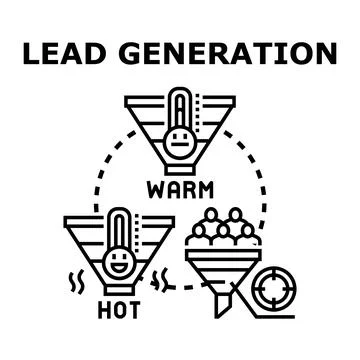 Lead generation process moving customers through marketing funnel Stock Illustration