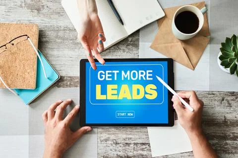Lead generation start button on screen. Digital marketing and business strategy Stock-Fotos