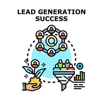 Lead generation success attracting new customers Stock Illustration