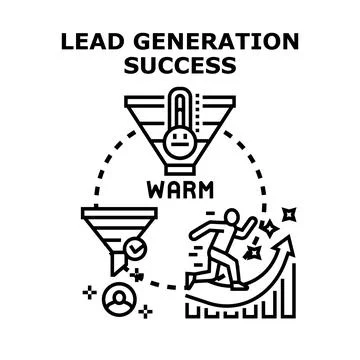 Lead generation success funnel progress concept vector Stock Illustration