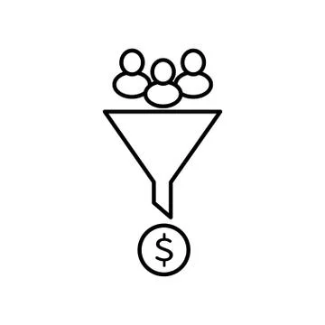 Lead generation survey line icon on white background Illustration