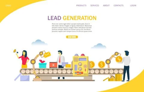 Lead generation vector website landing page design template Stock Illustration