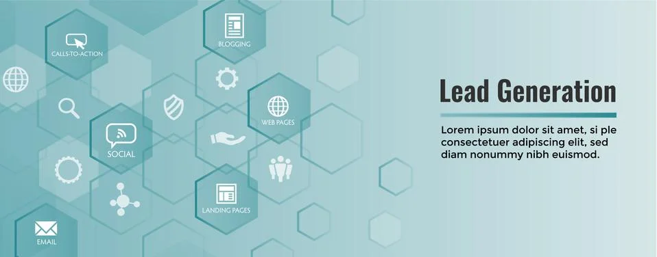 Lead Generation Web Header Banner - Attract leads for target audience to incr Stock Illustration