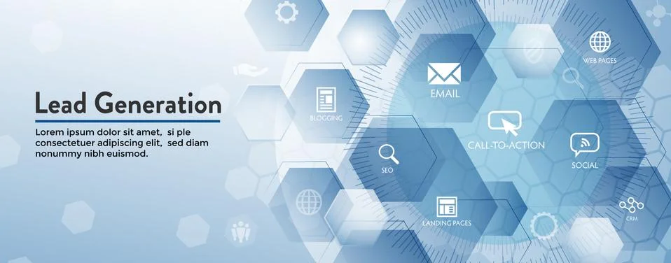 Lead Generation Web Header Banner that Attracts leads for target audience to  Stock Illustration