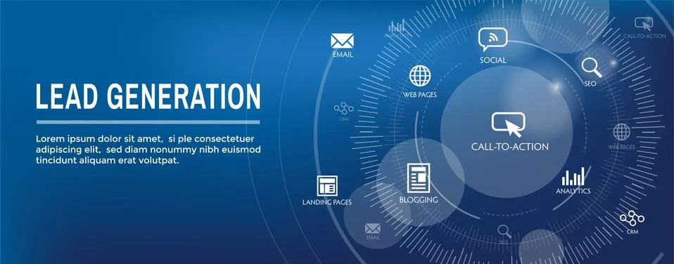 Lead Generation Web Header Banner that Attracts leads for target audience to  Stock Illustration