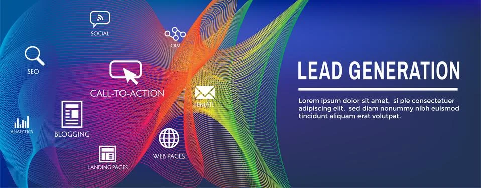 Lead Generation Web Header Banner - Attract leads for target audience to incr Stock Illustration