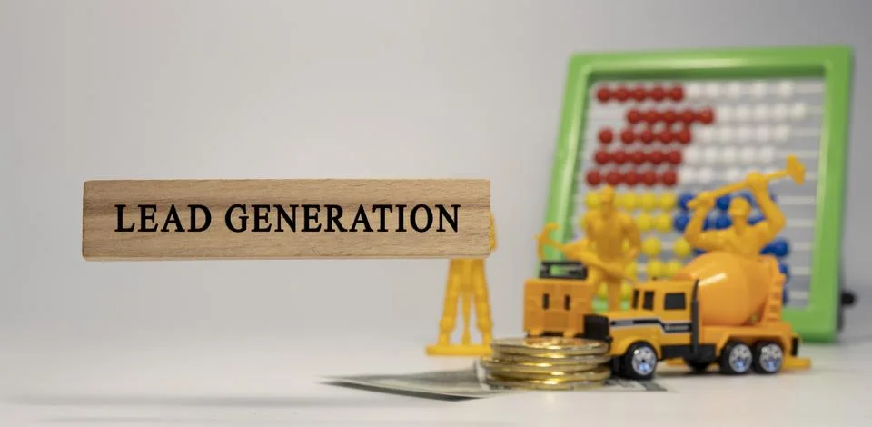 Lead generation word. Background log written on wooden frame. Economics and f Stock Photos