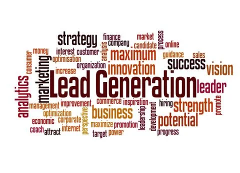 Lead generation word cloud concept Stock Photos
