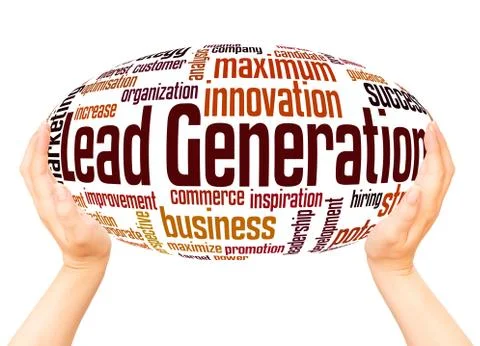 Lead generation word hand sphere cloud concept Foto stock