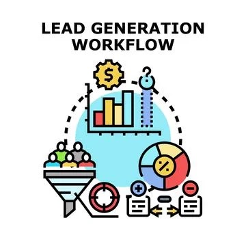 Lead generation workflow process analysis concept イラスト素材
