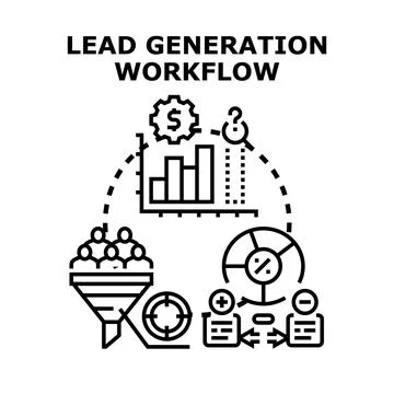 Lead generation workflow process analysis concept Stock Illustration