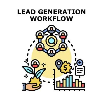 Lead generation workflow process attracting new customers イラスト素材