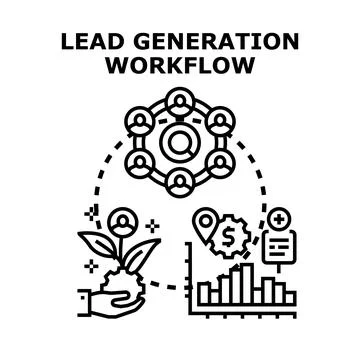 Lead generation workflow process attracting new customers Ilustração Stock