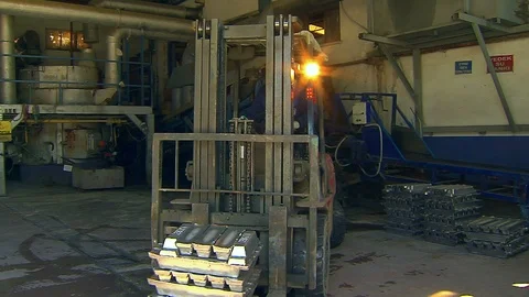 Lead ingot in recycling Stock-Footage 103635186