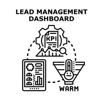 Lead management dashboard analyzing sales nurturing marketing leads Stock Illustration