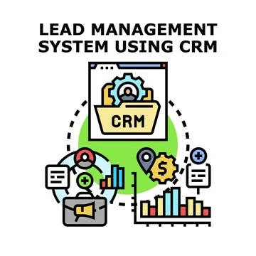 Lead management system using crm technology concept Stock Illustration
