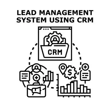 Lead management system using crm technology concept Ilustración de archivo