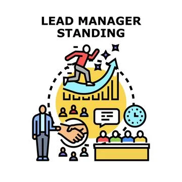 Lead manager inspiring team achieving business growth Stock Illustration