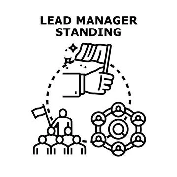 Lead manager standing leading team strategy concept Ilustración de archivo