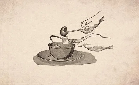 Lead Melting Kettle and Dipper Pouring Process, 1890s Illustration Stock-Illustration