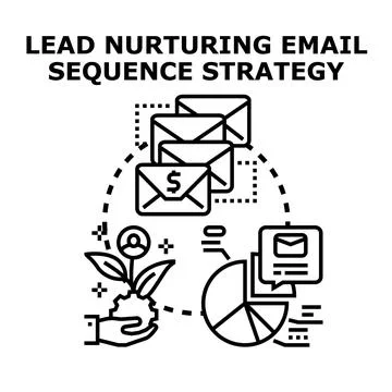 Lead nurturing email sequence strategy for customer growth Иллюстрация